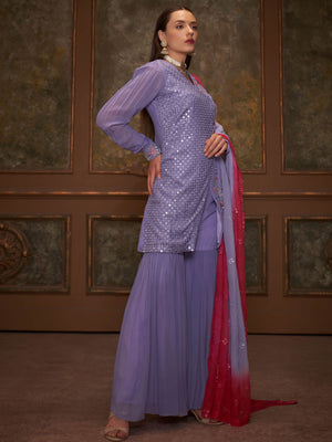Purple Mirror Angrakha Sharara Set image 4
