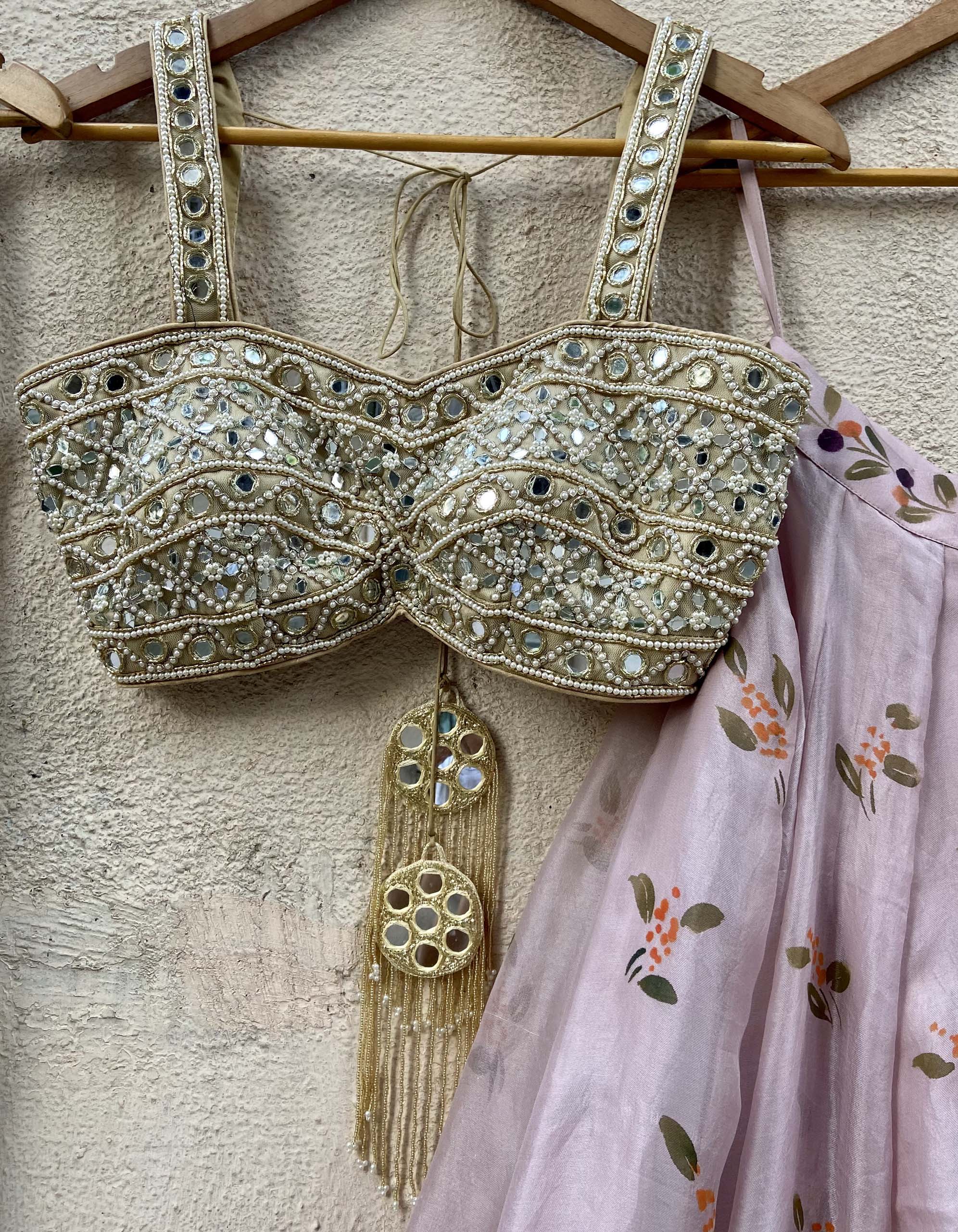 Lavender Handpainted Lehenga Set image 1