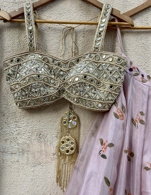 Lavender Handpainted Lehenga Set image 1