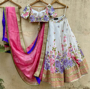 Ivory Handpainted Bridal Lehenga Set image 2