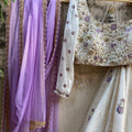 Ivory and Lavender Mirror Work Lehenga Set image 0