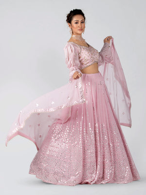 Light Pink Mirror Lehenga Set - Custom image