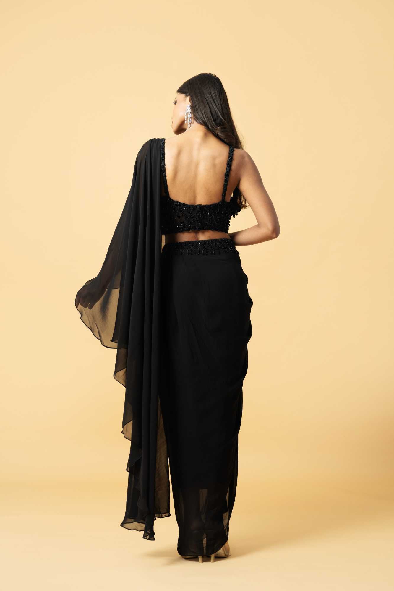 Black Georgette Saree image 3