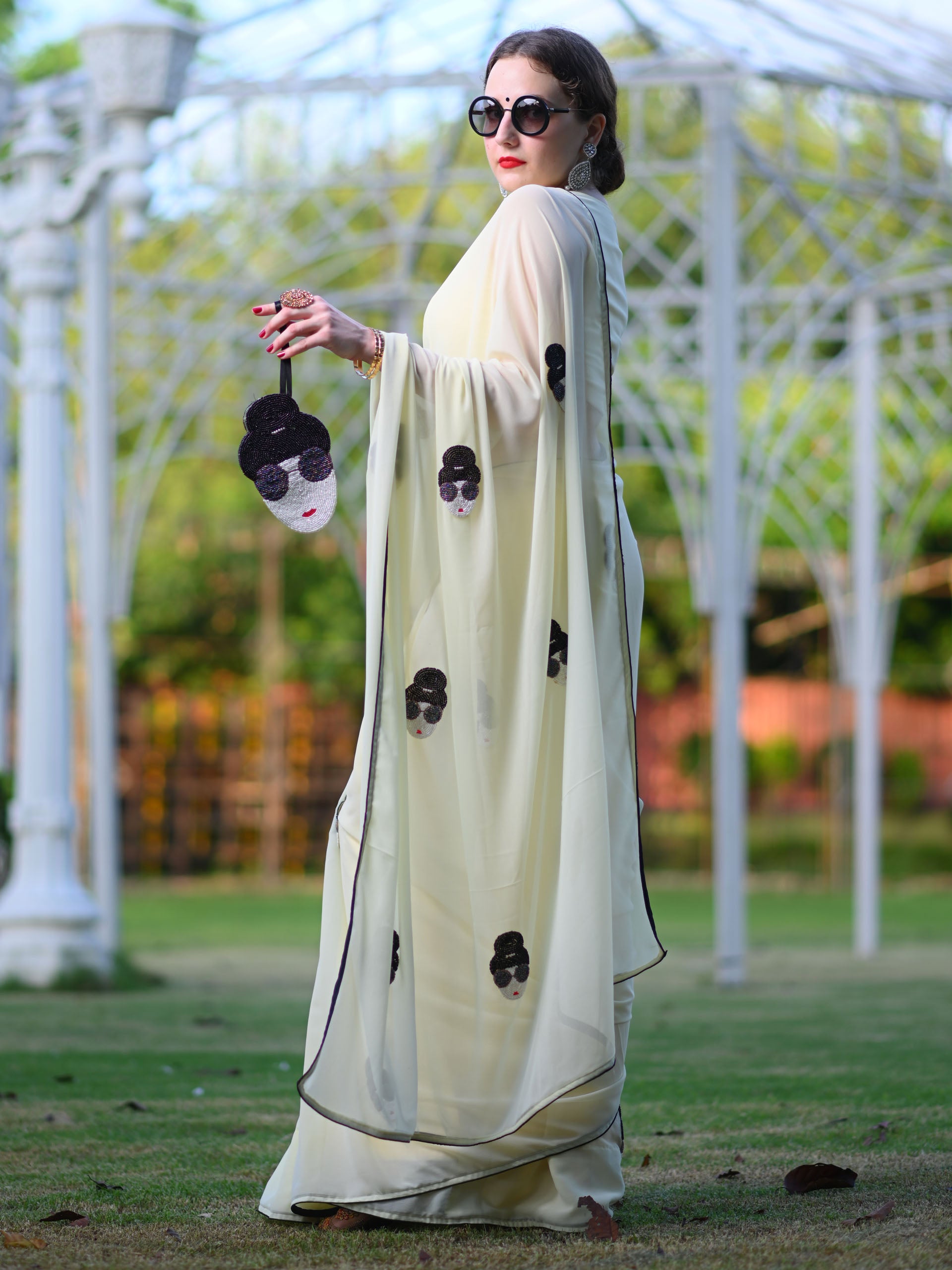 Lime Yellow Boss Lady Saree Set image 1