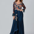 Dark Blue Fish-Cut Lehenga Set image 0