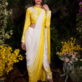 Yellow and White Pant Saree image 0