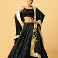 Black Modal Satin Lehenga image 0