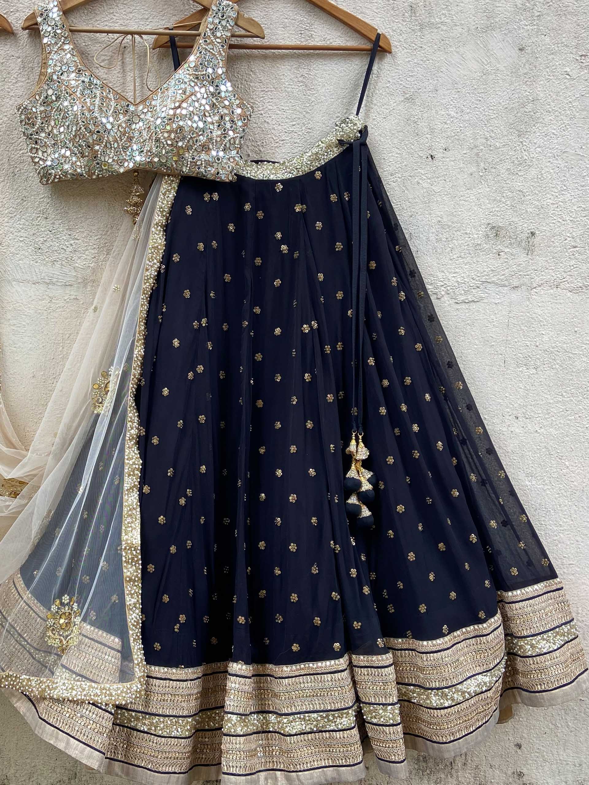 Black Sharmily Mirror Lehenga Set image 2