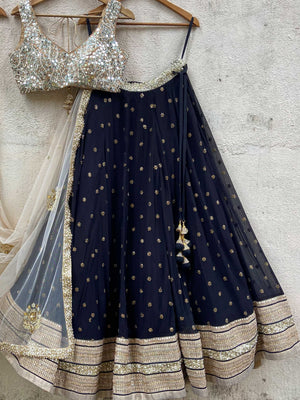 Black Sharmily Mirror Lehenga Set image 2