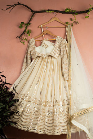 Ivory Sequin Starlight Lehenga Set image 1