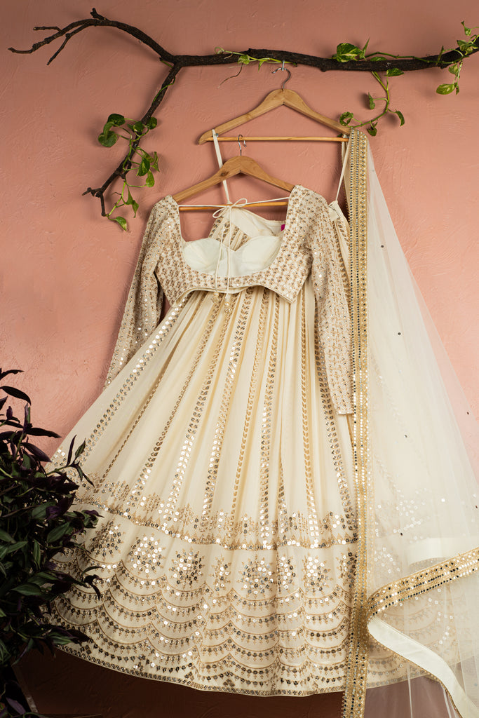 Ivory Sequin Starlight Lehenga Set image 1