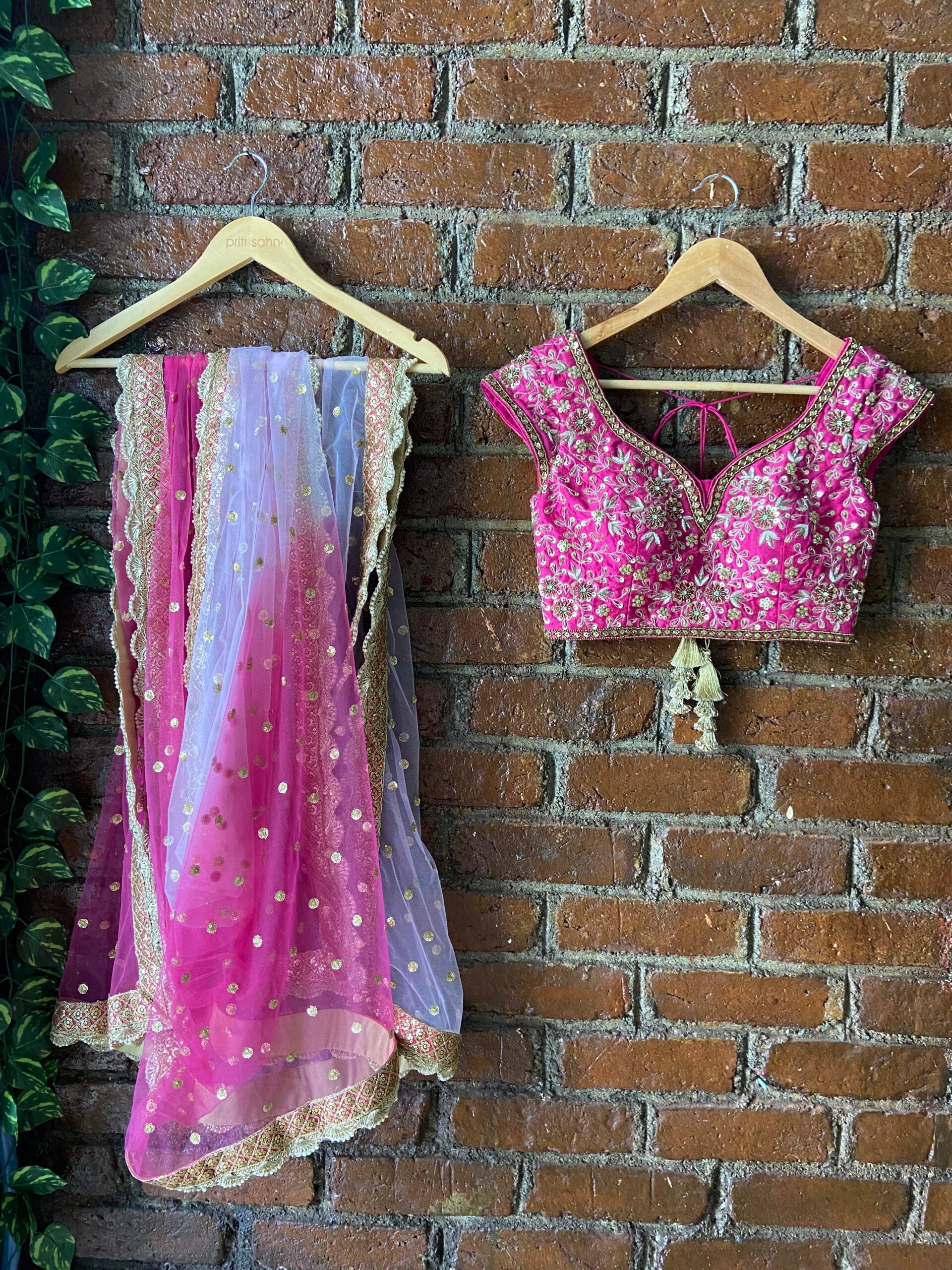 Fuchsia Pink Sharmily Work Lehenga Set image 5