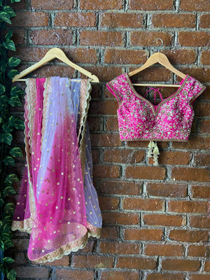 Fuchsia Pink Sharmily Work Lehenga Set image 5