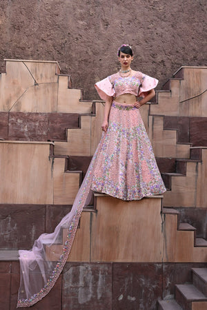 Baby Pink Embellished Lehenga Set - XL image