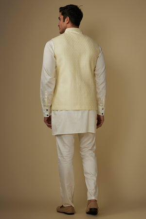 Ivory Jacquard Nehru Jacket image 1