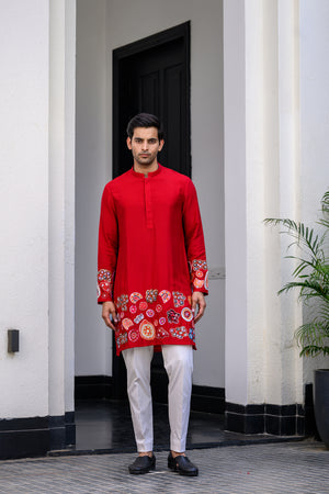 Dawn Highlighted Applique Kurta Paidawn With Pants - M image