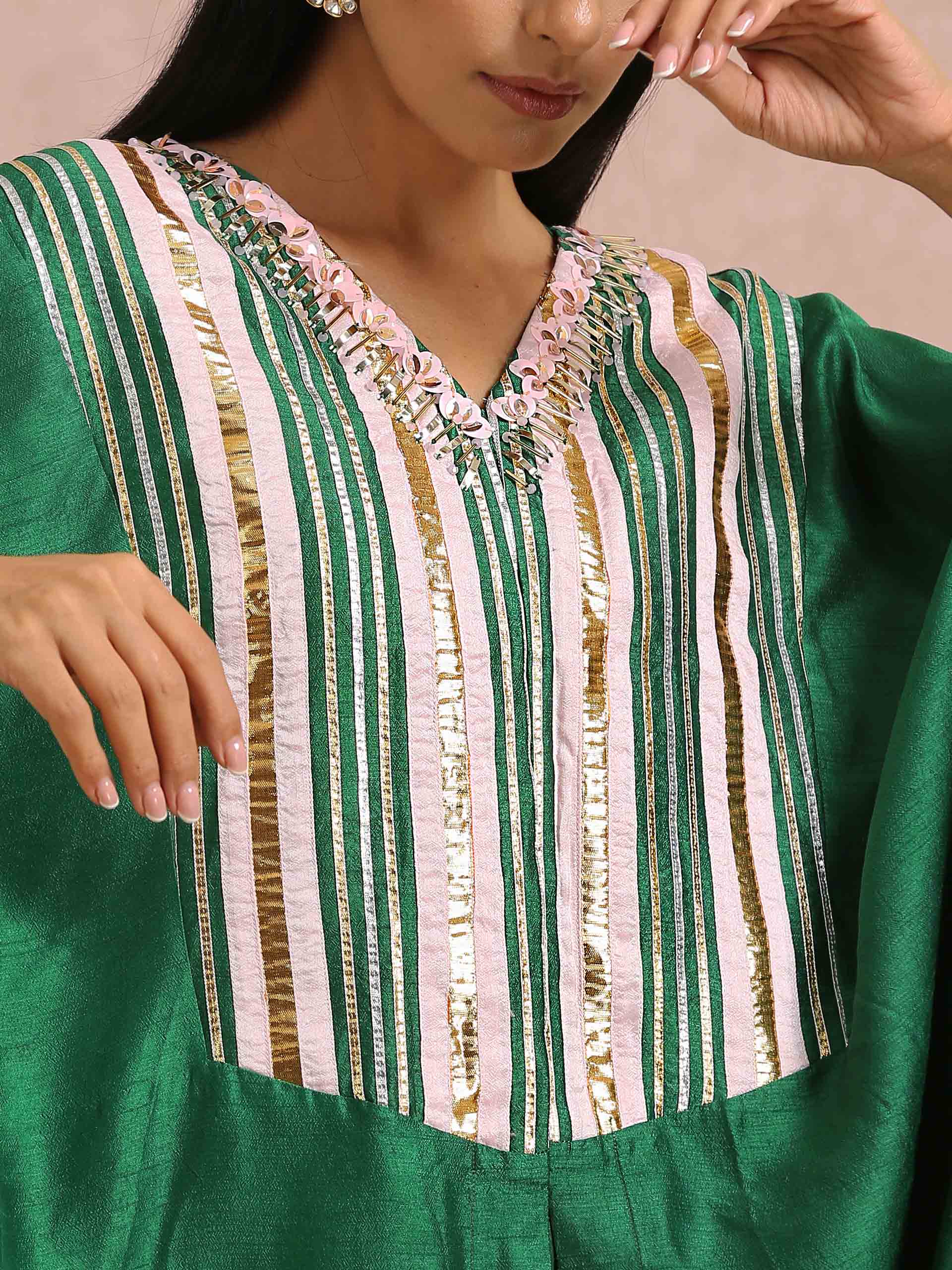 Emerald Green Embroidered Co-Ord Set image 3