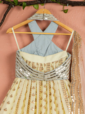 Banana Butti Scallop Lehenga Set with Powder Blue Blouse image 3