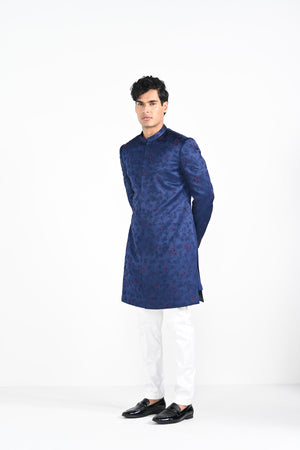 Royal Blue French Knot Achkan Set image 11