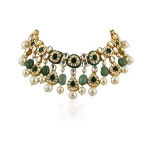 Green Meenakari Necklace Set image 4