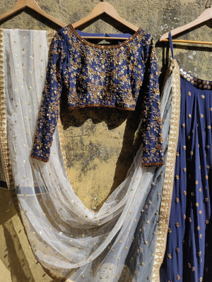 Navy Blue Georgette Lehenga image 3