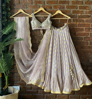 Mirror Work Blouse Lehenga Set - M image