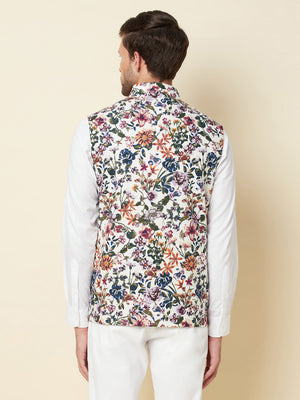 Floral Linen Bundi Jacket image 2