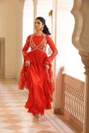 Georgette Crepe Double Neck Anarkali image 4
