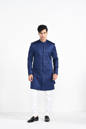 Royal Blue French Knot Achkan Set image 14