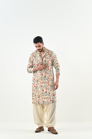 IB HIGHLIGHTED KURTA WITH COWL PANTS - Custom image