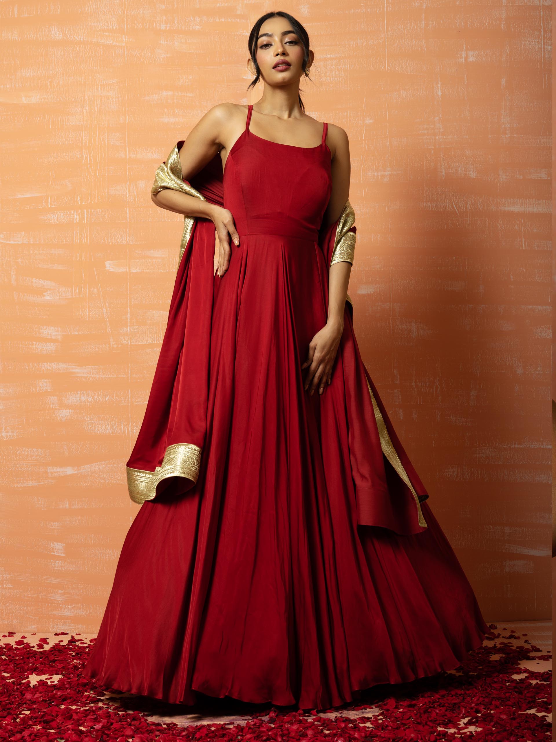 Red Modal Gown Set image 0