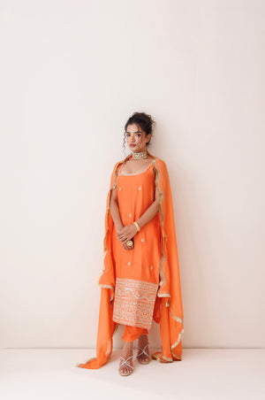 Orange Square Neck Kurta Set image 2