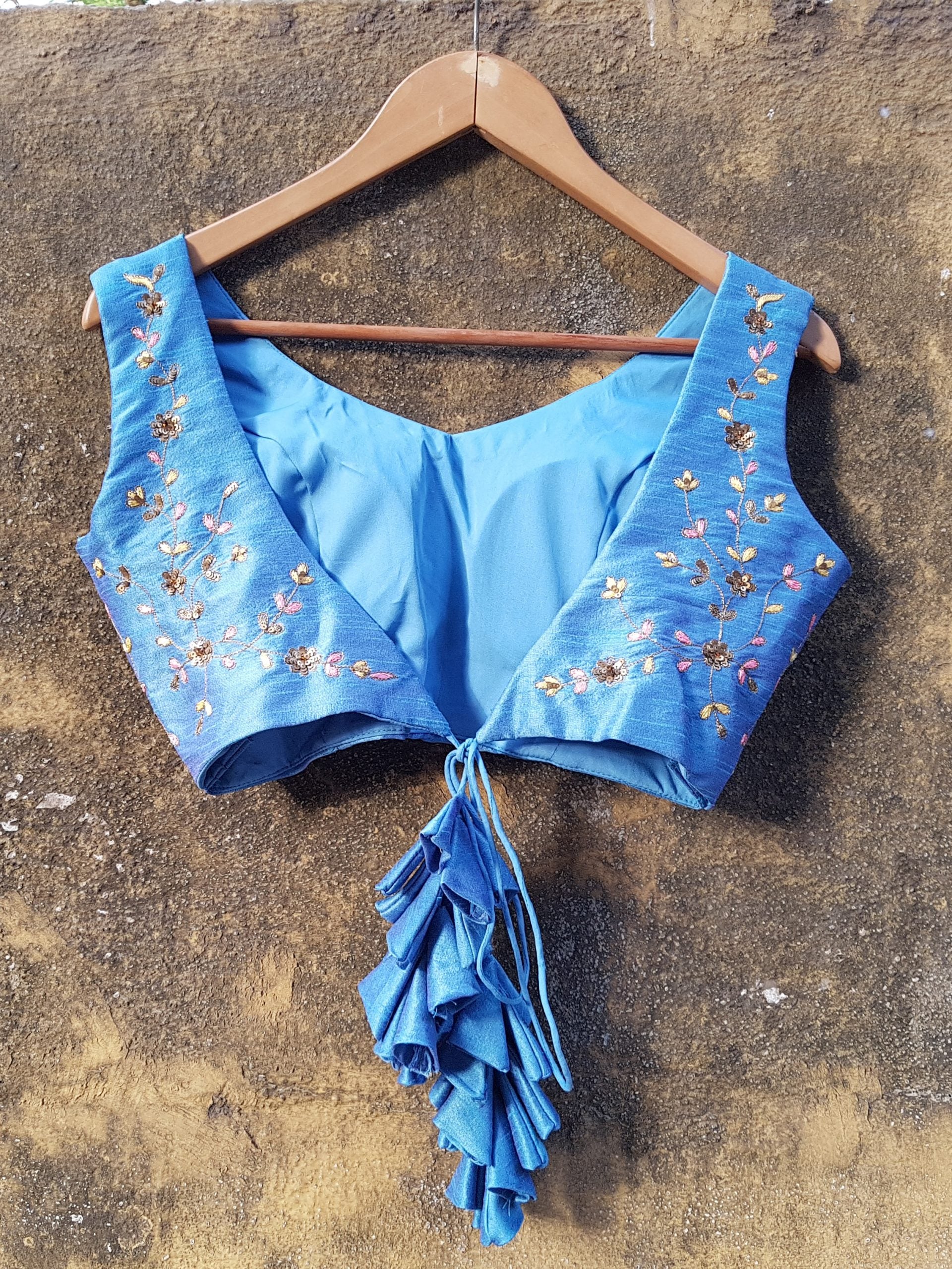 Powder Blue Raw Silk Lehenga image 2