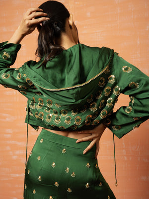 Mehendi Green Hoodie Co-Ord Pant Set image 3