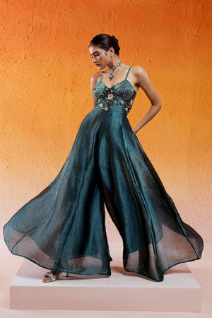 Metallic Teal Blue Jumpsuit image 4
