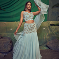 Sea Green Silhouette Lehenga with Ruffle Dupatta image 0
