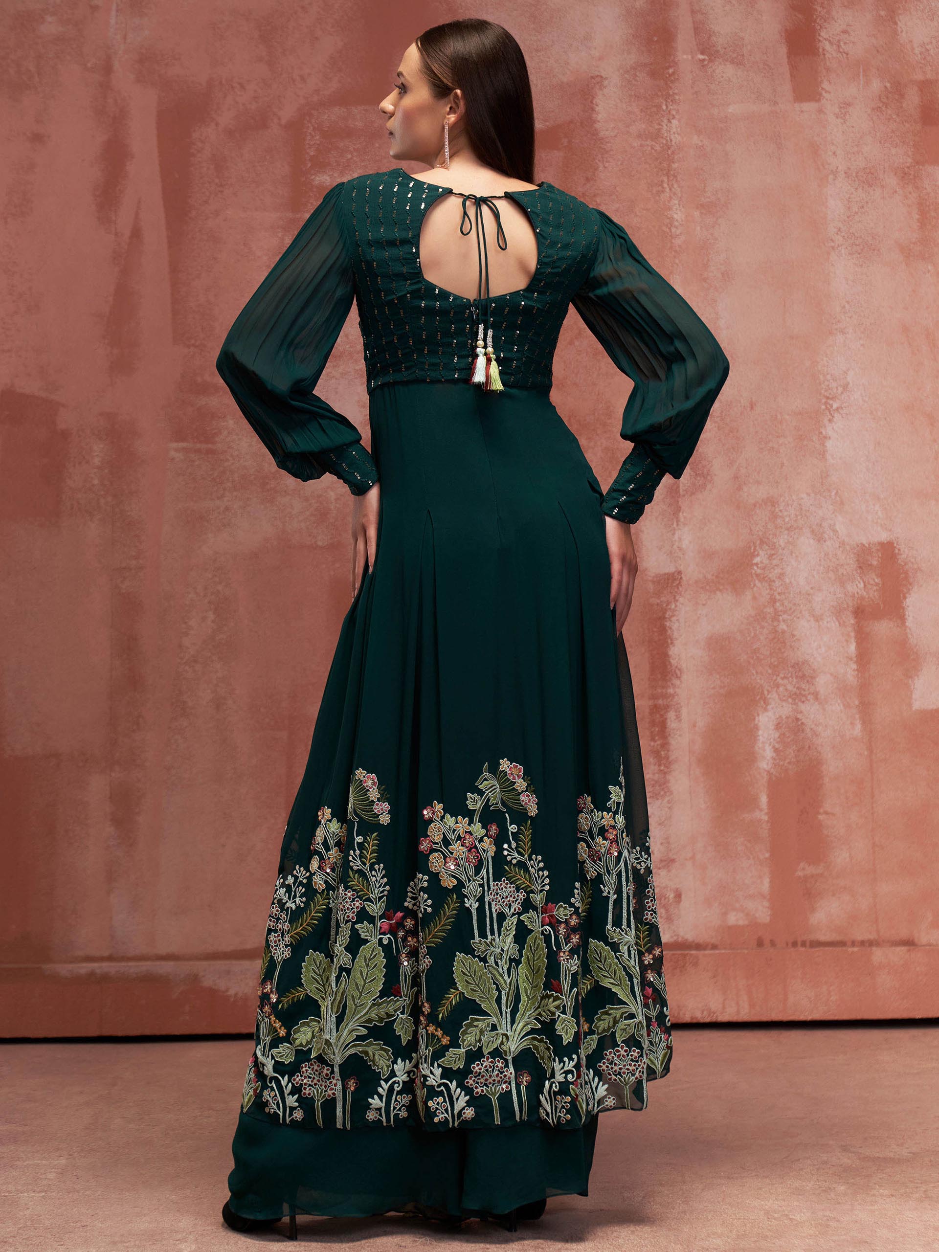 Green Butterfly Flared Pant Set image 2