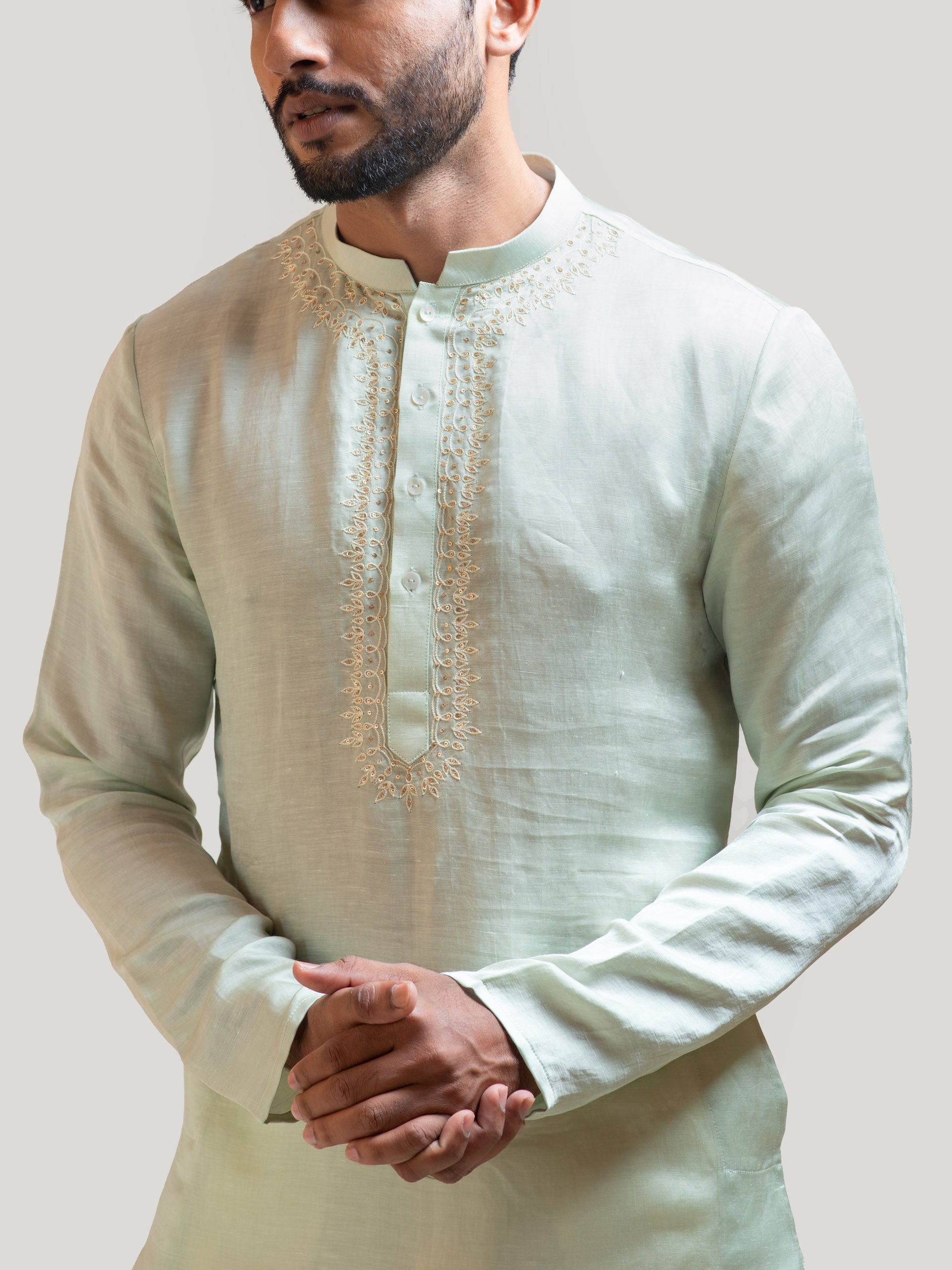 Mint Green Diya Embroidered Kurta Set image 1