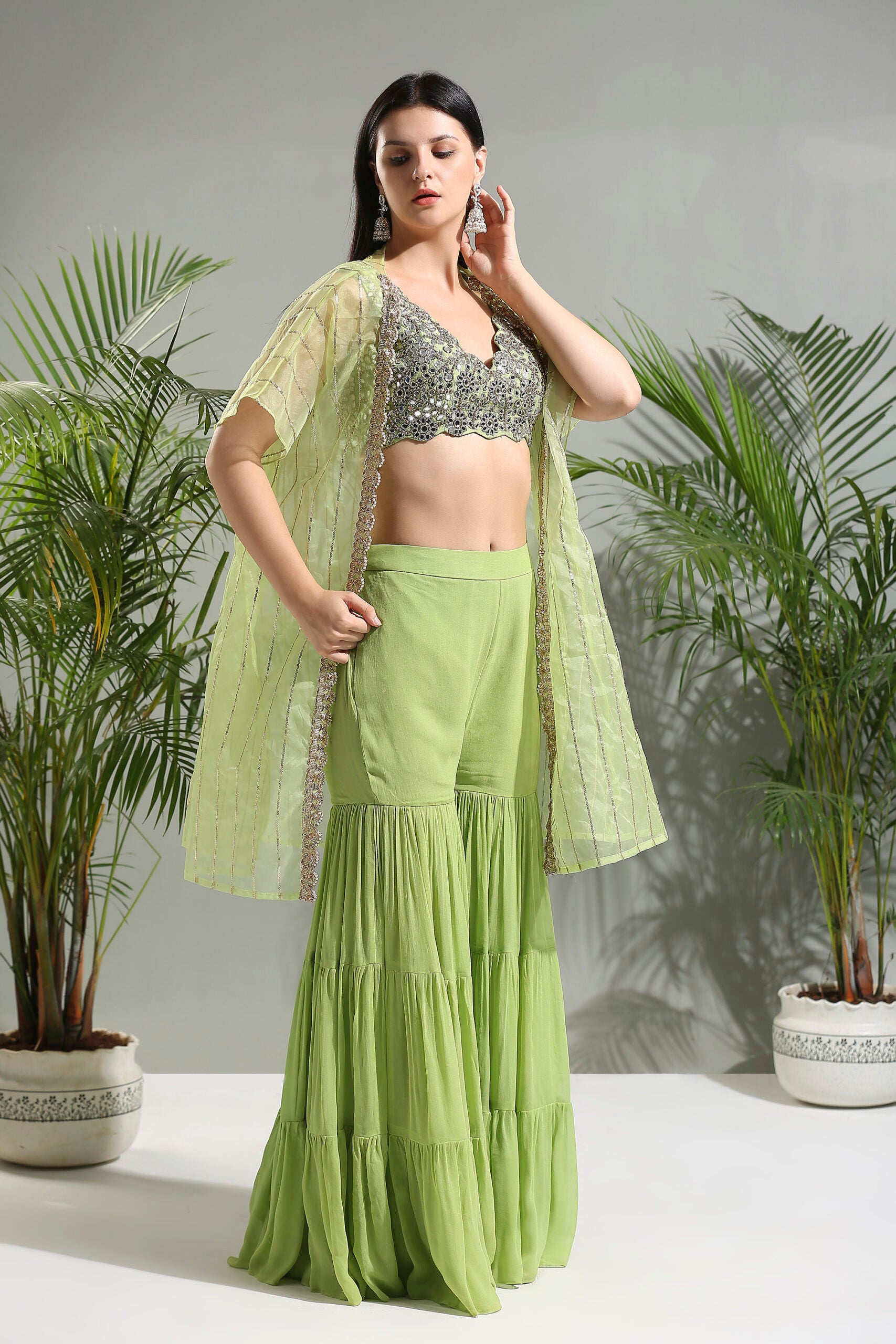 Olive Green Sharara Set image 2