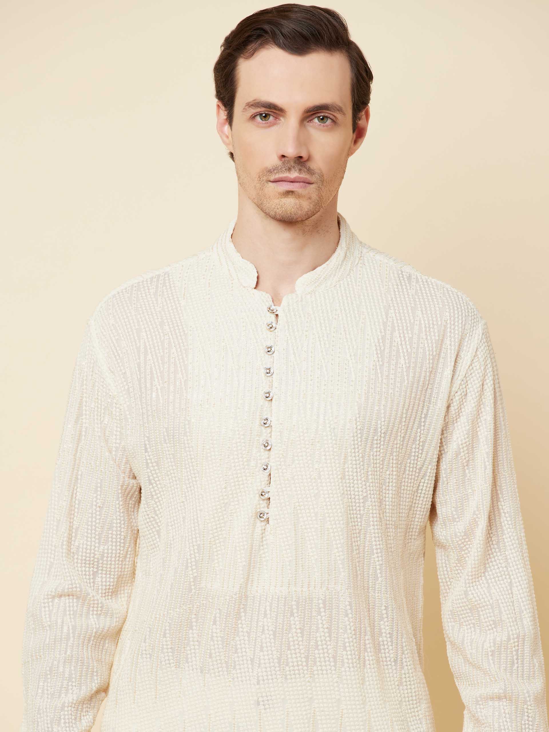 White Sequins Kurta Set image 1