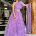 Lilac Mirror Cape Lehenga Set image 0