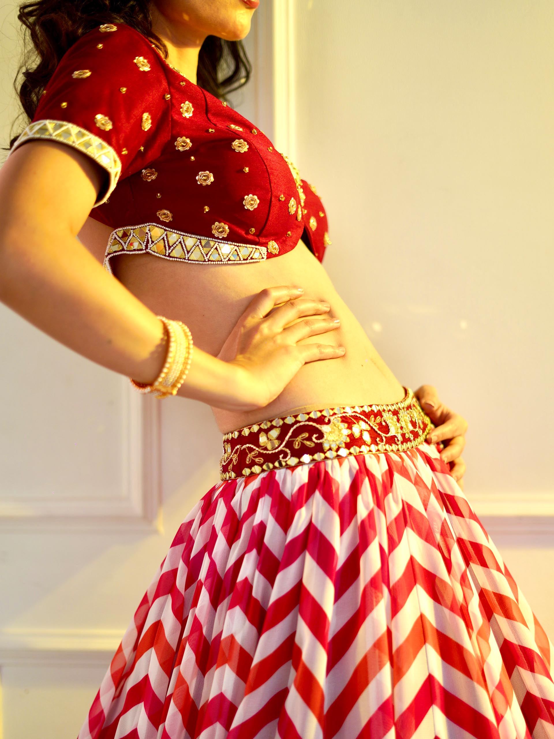 Maroon Myrah Chevron Lehenga Set image 5
