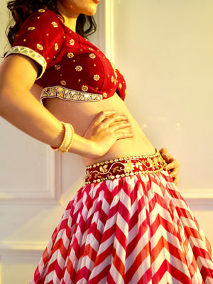 Maroon Myrah Chevron Lehenga Set image 5