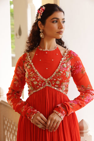Georgette Crepe Double Neck Anarkali image 13