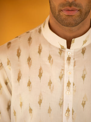 Chanderi Foil Print Kurta Set image 2