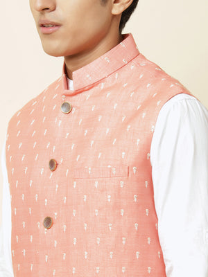 Blush Pink Embroidered Bundi Jacket image 1