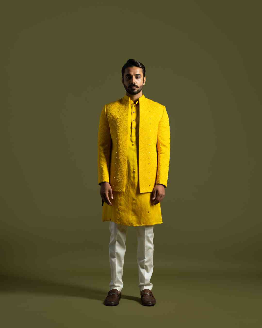 Yellow Achkan Set - S image