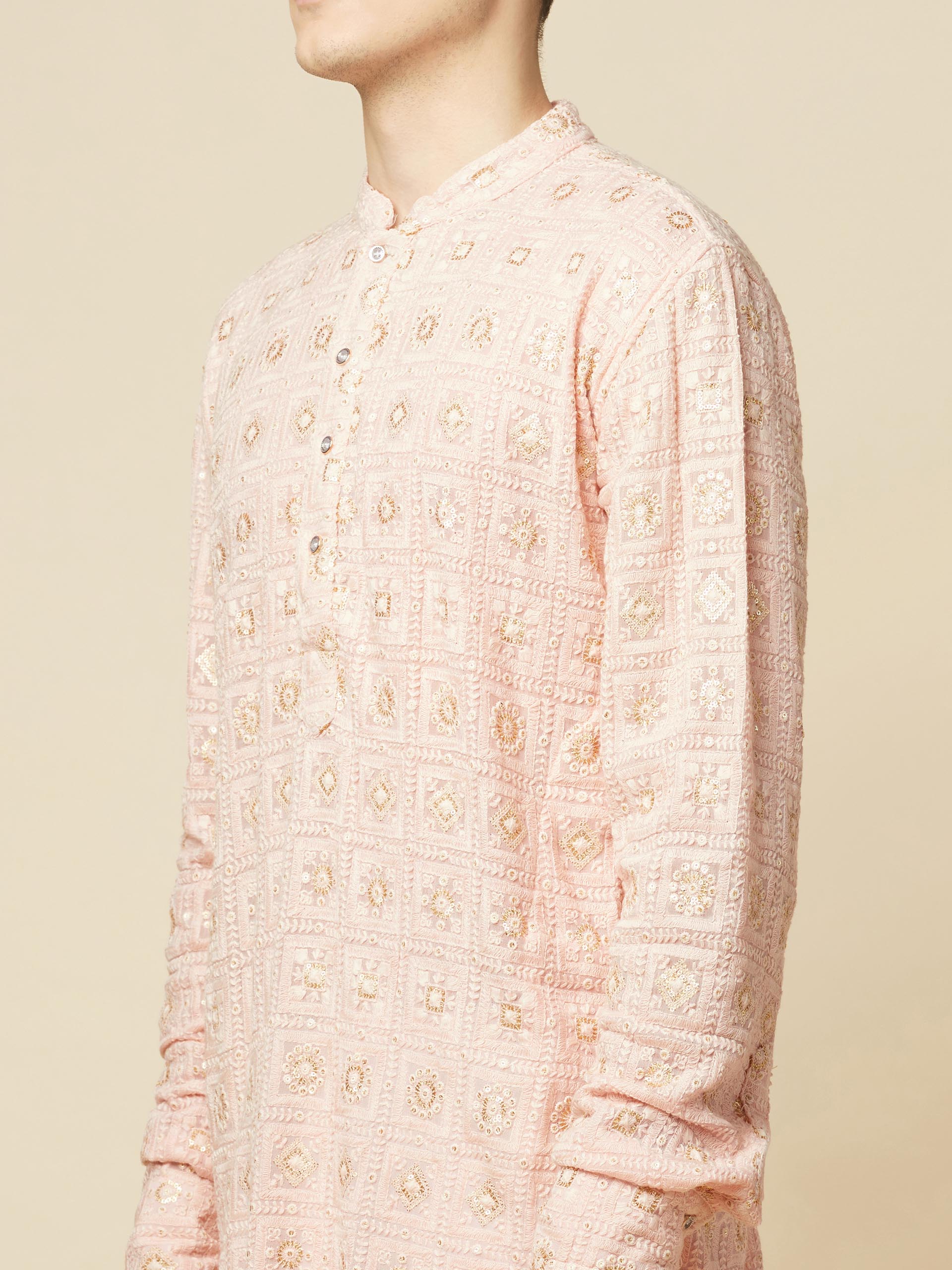 Blush Pink Lucknowi Embroidered Kurta Set image 2