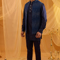 Navy Blue Sequin Embroidered Indowestern Set image 0
