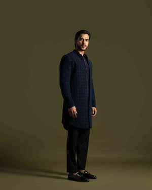Midnight Blue Achkan Set image 1